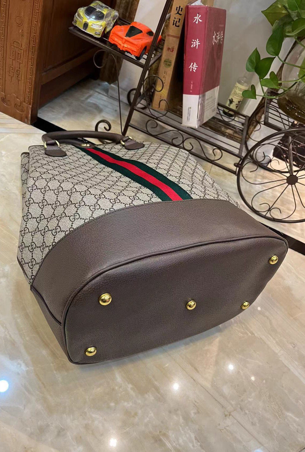 G-Web-Striped Duffle Bag
