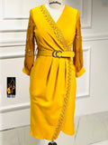 Yellow Designer Sheer Dress