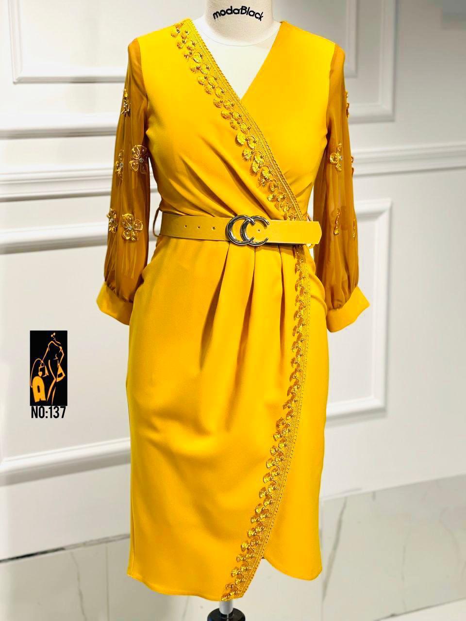 Yellow Designer Sheer Dress